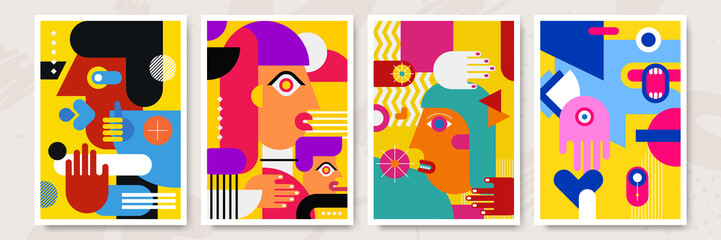 Abstract pop art collage surrealism face design vector illustration. Designed for NFT, token, wallpaper, poster, crypto, punk, aesthetic poster. NFT token in crypto artwork for blockchain digital art