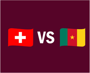 Switzerland And Cameroon Flag Ribbon Symbol Design African And European football Final Vector African And European Countries Football Teams Illustration