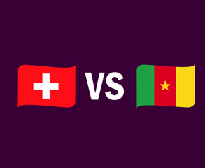 Switzerland And Cameroon Flag Ribbon Symbol Design African And European football Final Vector African And European Countries Football Teams Illustration