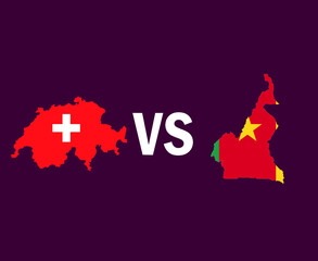 Switzerland And Cameroon Map Symbol Design African And European football Final Vector African And European Countries Football Teams Illustration