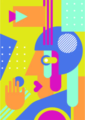 Obraz premium Abstract pop art collage surrealism face design vector illustration. Designed for NFT, token, wallpaper, poster, crypto, punk, aesthetic poster. NFT token in crypto artwork for blockchain digital art