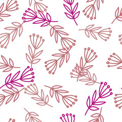 Fototapeta na wymiar Simple forest berry seamless pattern. Hand drawn cute floral wallpaper.