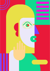 Abstract pop art collage surrealism face design vector illustration. Designed for NFT, token, wallpaper, poster, crypto, punk, aesthetic poster. NFT token in crypto artwork for blockchain digital art