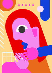 Abstract pop art collage surrealism face design vector illustration. Designed for NFT, token, wallpaper, poster, crypto, punk, aesthetic poster. NFT token in crypto artwork for blockchain digital art