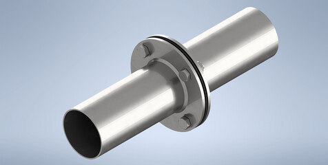 Flanges with gasket and pipe of DN 100