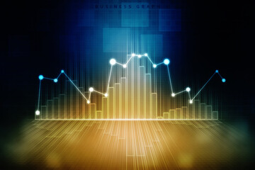 2d rendering Stock market online business concept. business Graph 
