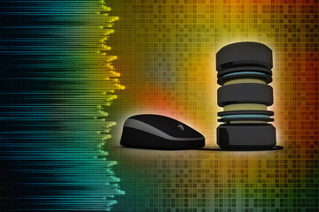 3d rendering Database storage data base connected mouse