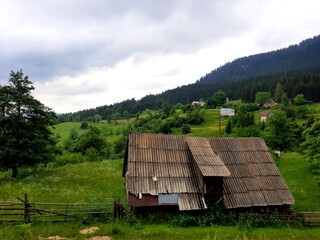 Old wooden houses on mountain Trebevic, Bosnia and Herzegovina