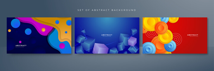 Set of modern colorful abstract background for business presentation design template with geometric shapes