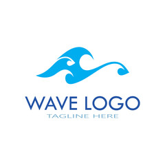 water wave logo design template icon vintage vector