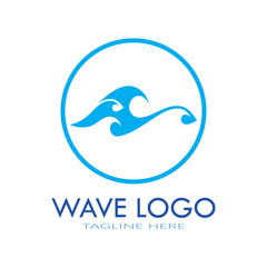 water wave logo design template icon vintage vector