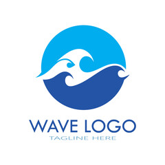 water wave logo design template icon vintage vector