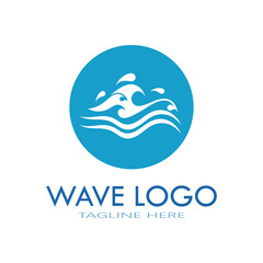 water wave logo design template icon vintage vector