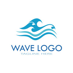 water wave logo design template icon vintage vector