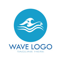 water wave logo design template icon vintage vector