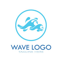 water wave logo design template icon vintage vector