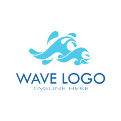 water wave logo design template icon vintage vector