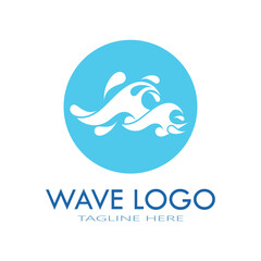 water wave logo design template icon vintage vector