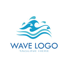 water wave logo design template icon vintage vector