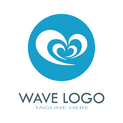 water wave logo design template icon vintage vector