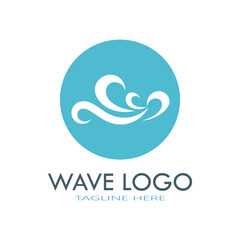 water wave logo design template icon vintage vector