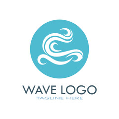 water wave logo design template icon vintage vector