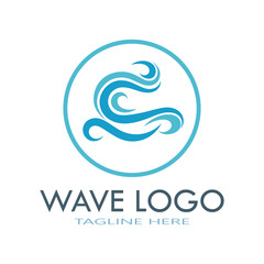 water wave logo design template icon vintage vector