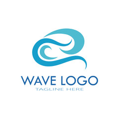 water wave logo design template icon vintage vector