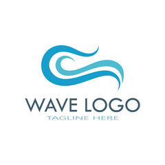 water wave logo design template icon vintage vector