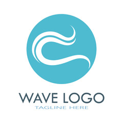 water wave logo design template icon vintage vector