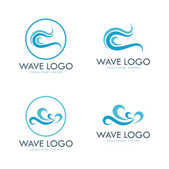 water wave logo design template icon vintage vector