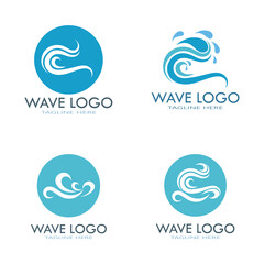 water wave logo design template icon vintage vector