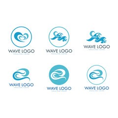 water wave logo design template icon vintage vector