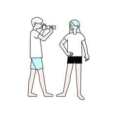 people in pose , camera