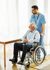 nurse doctor senior care caregiver help assistence retirement home nursing elderly man health...