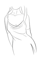 Vector illustration of a young woman in evening dress