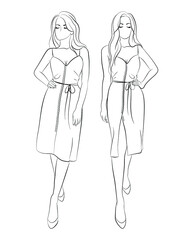 Vector illustration of a young woman in a sundress