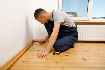 To make repairs. Installing a new skirting board.