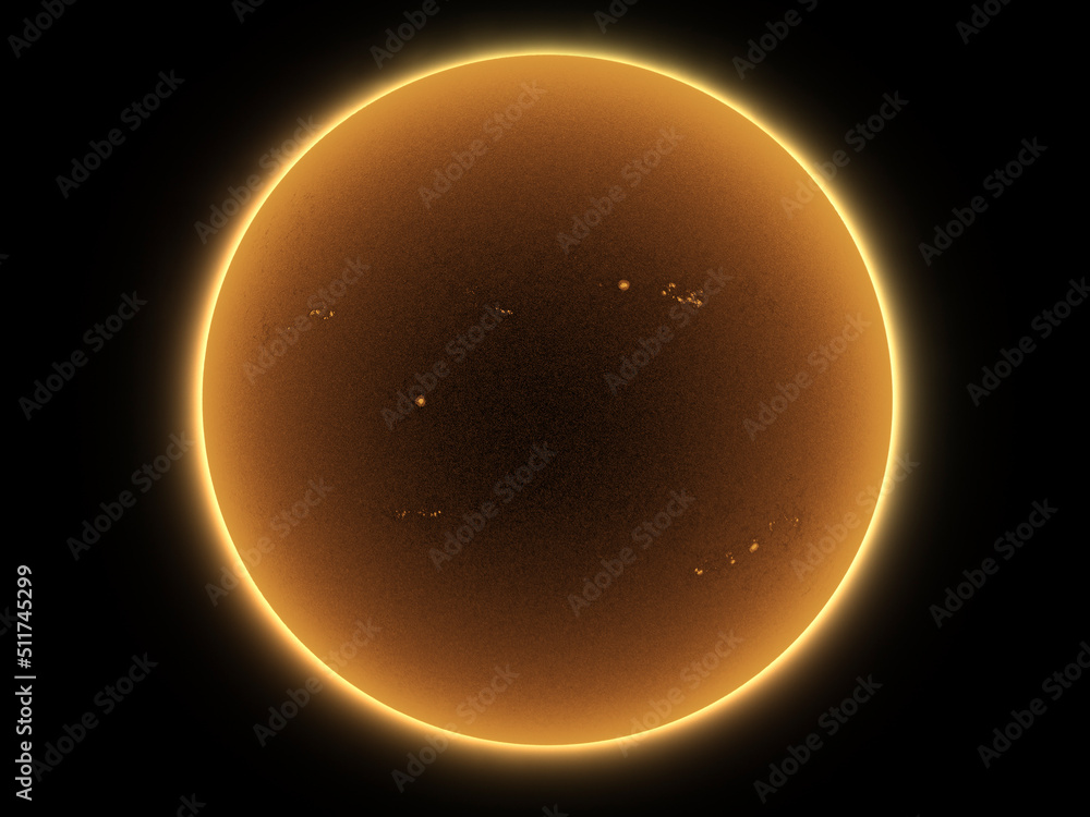 Wall mural sun in dark space with solar spots on the 17th of june 2022