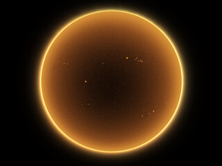 Sun in dark space with solar spots on the 17th of June 2022