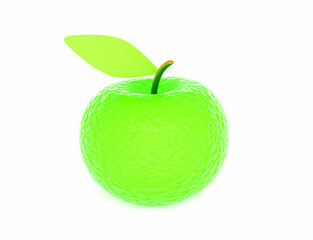 Decorative green apple isolated on white, 3d rendered