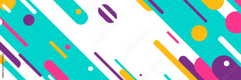Poster vector banner with abstract lines and circles. diagonal dynamic motion