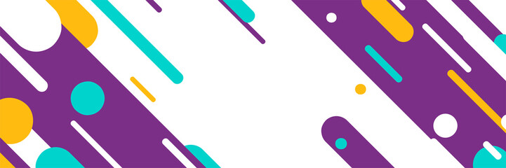 Vector banner with abstract lines and circles. Diagonal dynamic motion