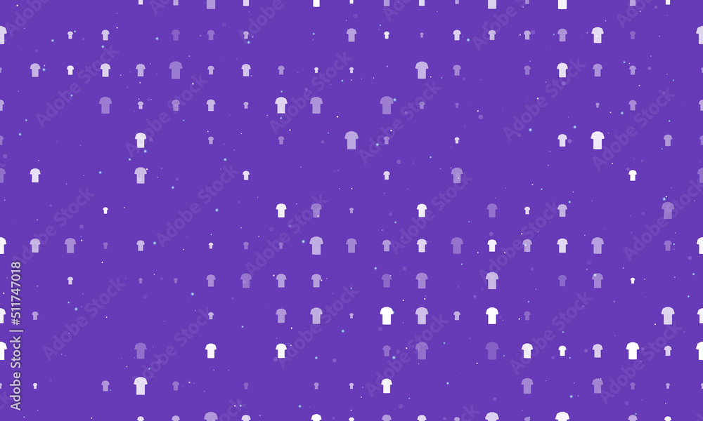 Poster seamless background pattern of evenly spaced white t-shirt symbols of different sizes and opacity. v