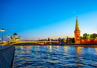 Evening Moscow. View of the Moscow Kremlin and Moskva river, Moscow, Russia