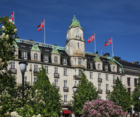 Grand hotel at Eidsvolls plass in Oslo. Norway - 511747817