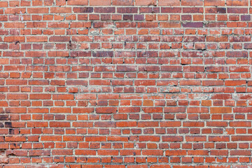 Red brick wall, old brick, grunge texture background.
