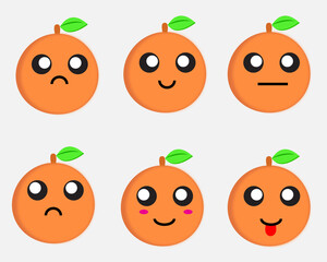 set of funny cartoon fruits
