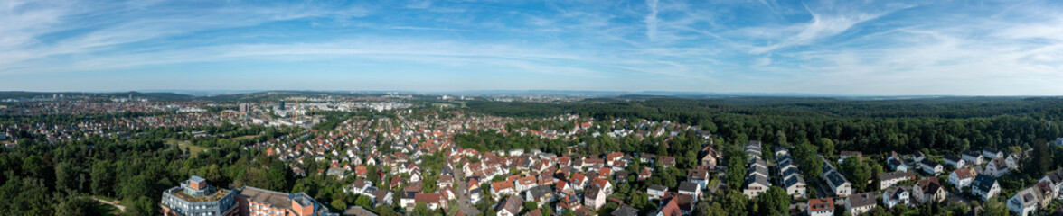 Fototapeta na wymiar Panorama of Stuttgart Rohr, Vaihingen, Dürlewang, Möhringen