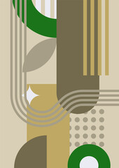 Mid century abstract contemporary aesthetic design set with geometric balance shapes, modern minimalist artprint.